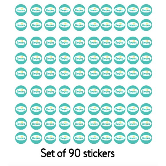 Personalized Baby Shower Diaper Party Stickers, 0.75 inch Round, Set of 90, Teal - Picture 6 of 6